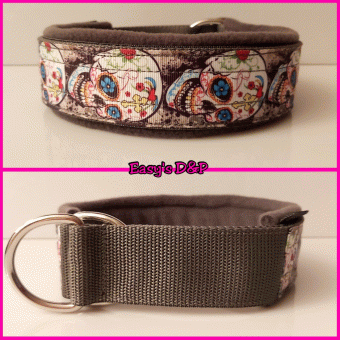 Sliphalsband skull kruis grijs 