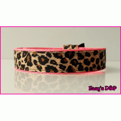 Neon roze panterprint 2.5 cm hb