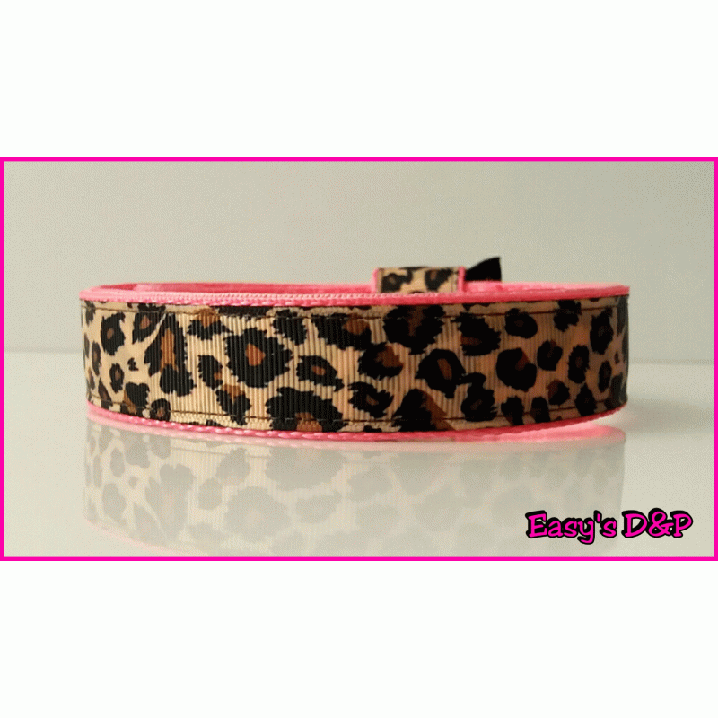 Neon roze panterprint 2.5 cm hb