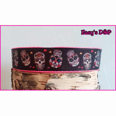 Skull omgedraaid neon roze 2.5cm hb