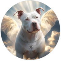 Stikker rond wit pitbull vleugels 