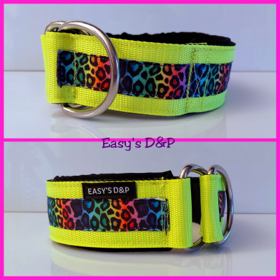 Halfcheck neon geel panterprint kleuren 