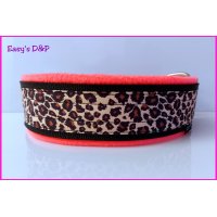 Halfcheck panterprint neon roze fleece 