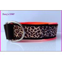 Halfcheck panterprint neon roze fleece 