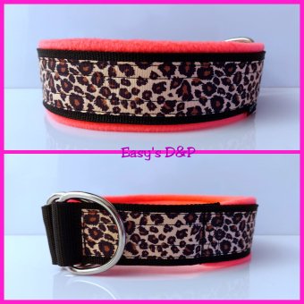 Halfcheck panterprint neon roze fleece 