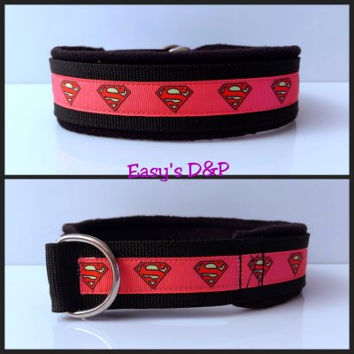 Halfcheck zwart roze superman 