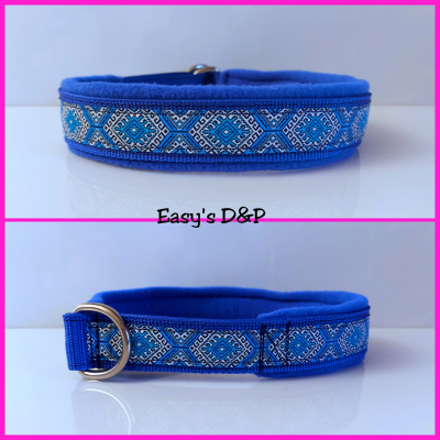 Halfcheck halsband sneeuwvlokjes blauw 