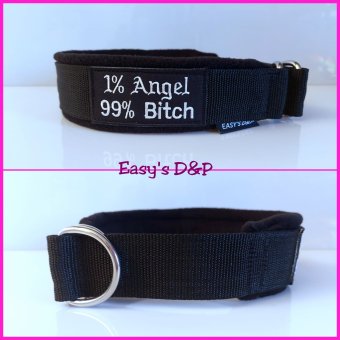 Halfcheck halsband zwart 1% angel bitch