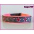 Sliphalsband grijs barok bloemen neon roze fleece 