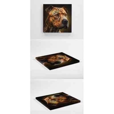 Canvas schilderij pitbull tattoo fantasy